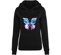 Miss Tee Sweat à Capuche pour Femme - Motif Papillon chromé, Noir, XS