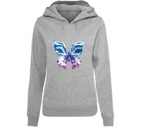 Miss Tee Sweat à Capuche pour Femme - Style Papillon chromé - Décontracté - avec imprimé sur Le Devant - Coupe Droite - Tailles XS à 5XL, Gris, S