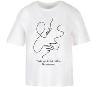 T-shirt femme Miss Tee Drink Coffee Be Awesome Blanc XL