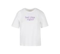 Miss Tee T-shirt 'Bad Idea' lavande / blanc, Taille L