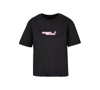 Miss Tee T-shirt 'Couldn't Care Less' gris / éosine / noir / blanc, Taille S