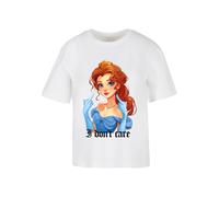 Miss Tee T-shirt 'Don't Care' nude / bleu clair / marron / blanc, Taille L