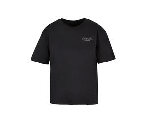 Miss Tee T-shirt 'Feel The Pain' noir / blanc, Taille XS