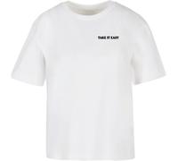 Miss Tee Take It Easy Flowers Short Sleeve T-shirt Blanc 5XL Femme