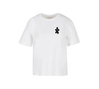 Miss Tee T-shirt 'Good Karma Happy Flower' noir / blanc, Taille M