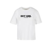 Miss Tee T-shirt 'Hot Girl Diagnosis' noir / blanc, Taille L