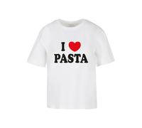 Miss Tee T-shirt 'Pasta Love' rouge / noir / blanc, Taille XS