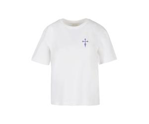 Miss Tee T-shirt 'Pearl Spider' violet / argent / blanc, Taille L