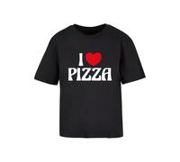 Miss Tee T-shirt 'Pizza Love' rouge / noir / blanc, Taille XS