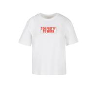 Miss Tee T-shirt 'Too Pretty To Work' rouge / blanc, Taille XL