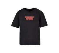 Miss Tee T-shirt 'Too Pretty To Work' rouge / noir, Taille XS