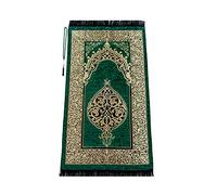 Miss Tesettür Tapis de prière Musulmane avec prière Perles Cadeau | Janamaz | Sajjadah | Tapis Soft Islamic Prayer | Cadeaux islamiques | Prière Tapis Tapis, Tissu Chenille, Vert