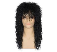 Miss U Hair Perruque longue bouclée pour homme Noir Années 80