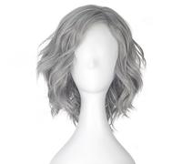 Miss U Hair Perruque vieille dame grise argentée pour grand-mère pour femme Cheveux courts ondulés pour cosplay costume