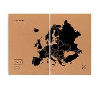 Miss Wood Woody Map XXL - Carte du Monde en liège avec Motif Europe, Couleur Noir