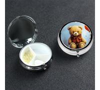 Miss You Bear Mini pilulier en métal léger à 3 compartiments pour vitamines et médicaments
