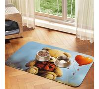 Miss You Bear Tapis d'alimentation super absorbant pour gamelles d'eau et de nourriture pour chien, chiot et chat - Antidérapant et imperméable - Séchage rapide