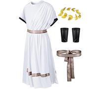 Missanabie Costume Toga pour homme - Costume de dieu grec romain - Tenue de costumade - Ensemble d'accessoires pour Halloween (taille L)
