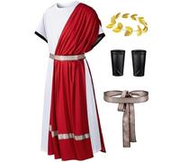 Missanabie Men's Toga Costume Greek God Costume Roman Costume Cosplay Outfit Halloween Robe Accessories Set(RD XL)