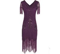 MISSCHEN Femme pour Ann¨¦ES 20 Gatsby Le Magnifique Robe de 1920s Paillet¨¦ Embelli Frange Flapper Robe M Purple