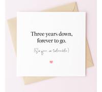 MissDaisy - Carte de 3e anniversaire amusante « Three Years Down Forever to Go So Far So Tolerable » - Carte d'anniversaire en cuir pour mari et femme | Papier cartonné 300 g/m² de qualité supérieure