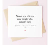 MissDaisy - Carte de remerciement amusante « You're One of Those Rare People Who Actually Care How Exhausting » - Carte de vœux humoristique | Papier cartonné 300 g/m² carré de qualité supérieure 14 x