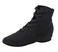 missfiona Chaussures de Danse Jazz pour Femme - Chaussures de Jazz - Chaussures de Danse en Toile - Chaussures Plates, Noir, 39 EU