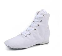 missfiona Chaussures de Danse Jazz pour Femme - Chaussures de Jazz - Chaussures de Danse en Toile - Chaussures Plates, Blanc., 39 EU