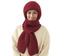 MissFox Bonnet Echarpe Femme, 2 en 1 Echarpe Capuche Hiver Chaud, Écharpe Coupe-Vent avec Protection Auditive Intégrée, Bonnet et Echarpe Integre, Bonnets Tricoté Épais pour Femmes