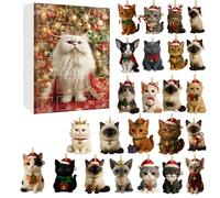 MissFox Calendrier de L’avent Chats 2025 - 24 Surprises avec Pendentifs Acryliques | Compte à Rebours de Noël Original | Advent Calendar pour Amoureux des Chats | Décoration Sapin et Maison (C)