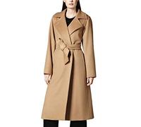 MissFox Femme Manteau Long Camel Classique Col Rever Slim Parka Veste Hiver avec Ceinture S/M/L/XL