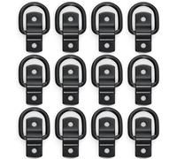 MissFox Lot de 12 Anneau Arrimage avec Vis et Supports - Crochet Arrimage en D Traction - Portant 400 Kg - Inoxydable Noir Anneau d'Arrimage - Anneau de Fixation pour Remorques, Camions, Voitures