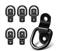 MissFox Lot de 6 Anneau Arrimage avec Vis et Supports - Crochet Arrimage en D Traction - Portant 400 Kg - Inoxydable Noir Anneau d'Arrimage - Anneau de Fixation pour Remorques, Camions, Voitures