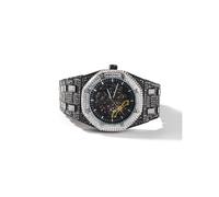 MISSFOX Montre Homme Mécanique Open Heart Pleine de Diamants Luminosité Étanche Acier Inoxydable V301 Noir