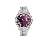 MISSFOX Montre Homme Style Premium Water Ghost Indices Romains Diamants Incrustés Quartz Etanche 2643-3 Violet