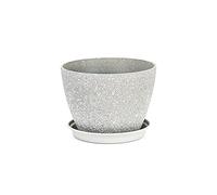 MissFox Pot de Fleurs en Plastique avec Soucoupe - Rond Ø 19.5 cm - Pot de Plante pour Une Décoration Florale Moderne dans l'espace Interieur & Extérieur