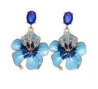 Missgrace Boucles d'oreilles pendantes en forme de fleur et de feuille avec strass - Plaqué or jaune - Pour mariage, demoiselle d'honneur, Noël, One Size Fits All, Métal, Pas de pierre précieuse