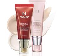MISSHA BB ESSENTIALS M PERFECT COVER BB CREAM N°21 Beige clair pour peaux claires SPF 42 PA+++ 42 oz et M BB Boomer 50 ml - Légère, multifonctionnelle - Haut pouvoir couvrant