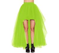 MisShow Jupe longue tutu en tulle à taille élastique, jupe de fête, festival pour femme, vert fluorescent, Taille Unique