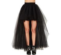 MisShow Jupe tutu longue en tulle pour femme - Taille élastique - Jupe de fête, noir, Taille Unique