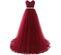 Misshow Robe de Bal Longue Chic Style Vintage Epaule Dénudée à Paillettes Robe Femme Longue Chic Soirée Bordeaux 32