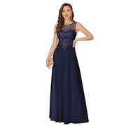Misshow Robe de Cocktail Longue Chic perlée Dos Nu Robe Femme Longue pour Cérémonie sans Manches Bleu Marine XL