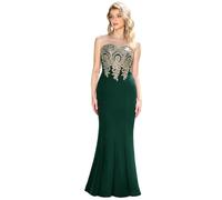 Misshow Robe de Cocktail Rouge Robe Sirene Femme Longue en Appliques Dentelles Florales Vert Foncé 38