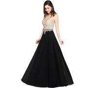 Misshow Robe de Cocktail Sexy Longue pour Mariage et Soirée - Demoiselle d'honneur - Fête - Noir - Taille 40
