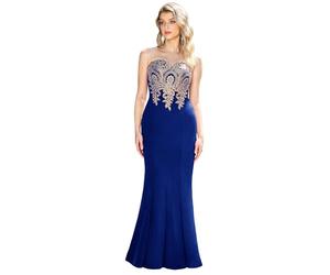 Misshow Robe de Demoiselle d'honneur Femme Longue sans Manches à Dentelles Robe Chic et élégant Bleu Royal 40