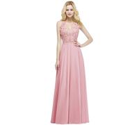Misshow Robe de Soirée Chic et Glamour - Robe de Cocktail Mariage Luxe Femme Rose 34