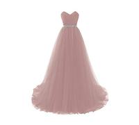 Misshow Robe Femme Chic de Soirée Longue Elégante Robe Femme Gala Robe de Bal Longue Chic en Mousseline Rose 42
