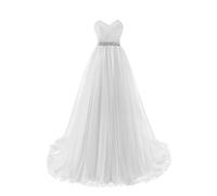 Misshow Robe Femme Chic de Soirée Longue Elégante Robe Femme Gala Robe de Bal Longue Chic en Mousseline Blanc 42