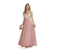 Misshow Robe Femme Mariage invité Longue en Mousseline sans Manches Robe Rose Femme 32