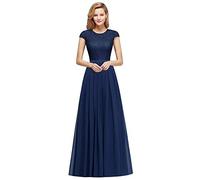 Misshow Robe Manches Enveloppantes Col Rond Robe Elégante en Mousseline avec Plisées et Ceinture